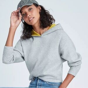 Anthropologie Maeve James Gray Cropped Pullover Hoodie Small